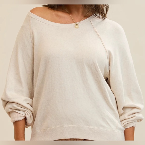 aerie Tops - Aerie Lightweight Crewneck Sweatshirt Heather Frost XL NWT Pullover Loungewear